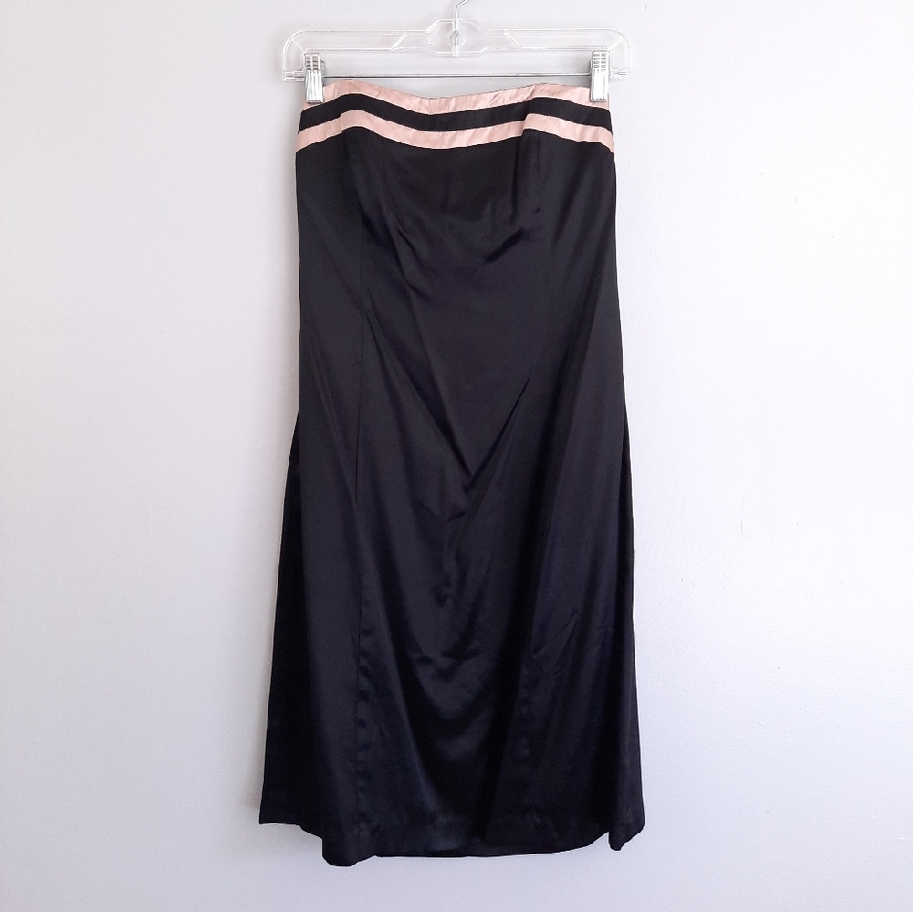 Willi Smith Black & Champagne Pink Trim Strapless Dress